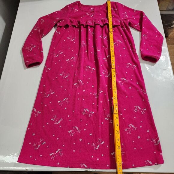 Carter's Girls Magenta Pink Silver Unicorns Pajama Nightgown Size 6-7 - Picture 4 of 8